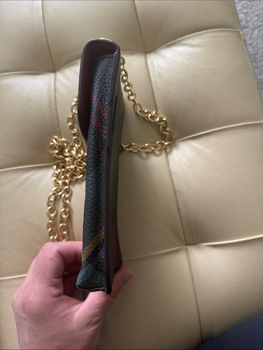 Ralph Lauren Green Plaid Chain Crossbody Phone Pouch - Picture 4 of 6